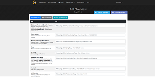 API's Screenshot