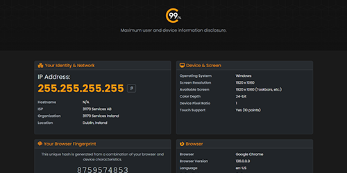 Maximum user Info Screenshot