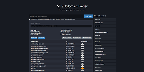 Subdomain Finder Screenshot